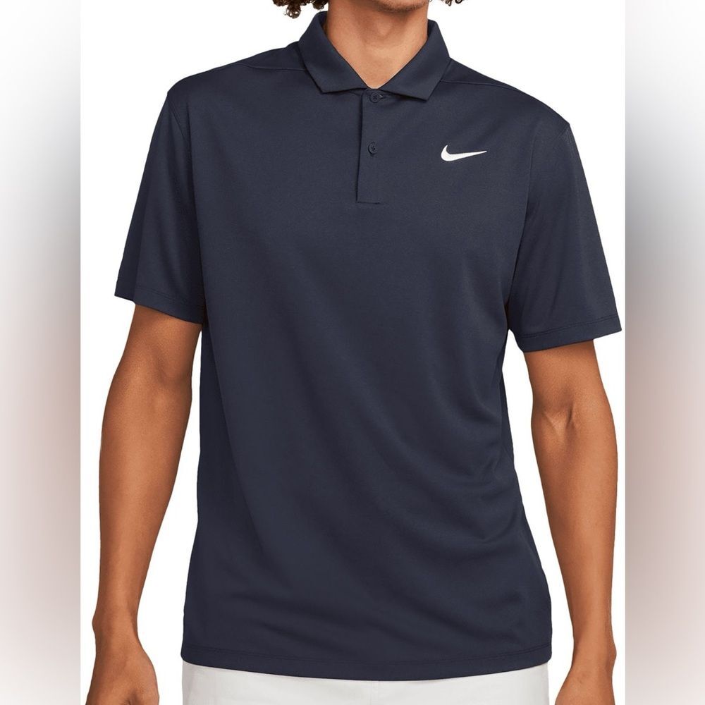 Nike Golf Polo Dri Fit Victory Heathered NEW Navy Small FQ1142